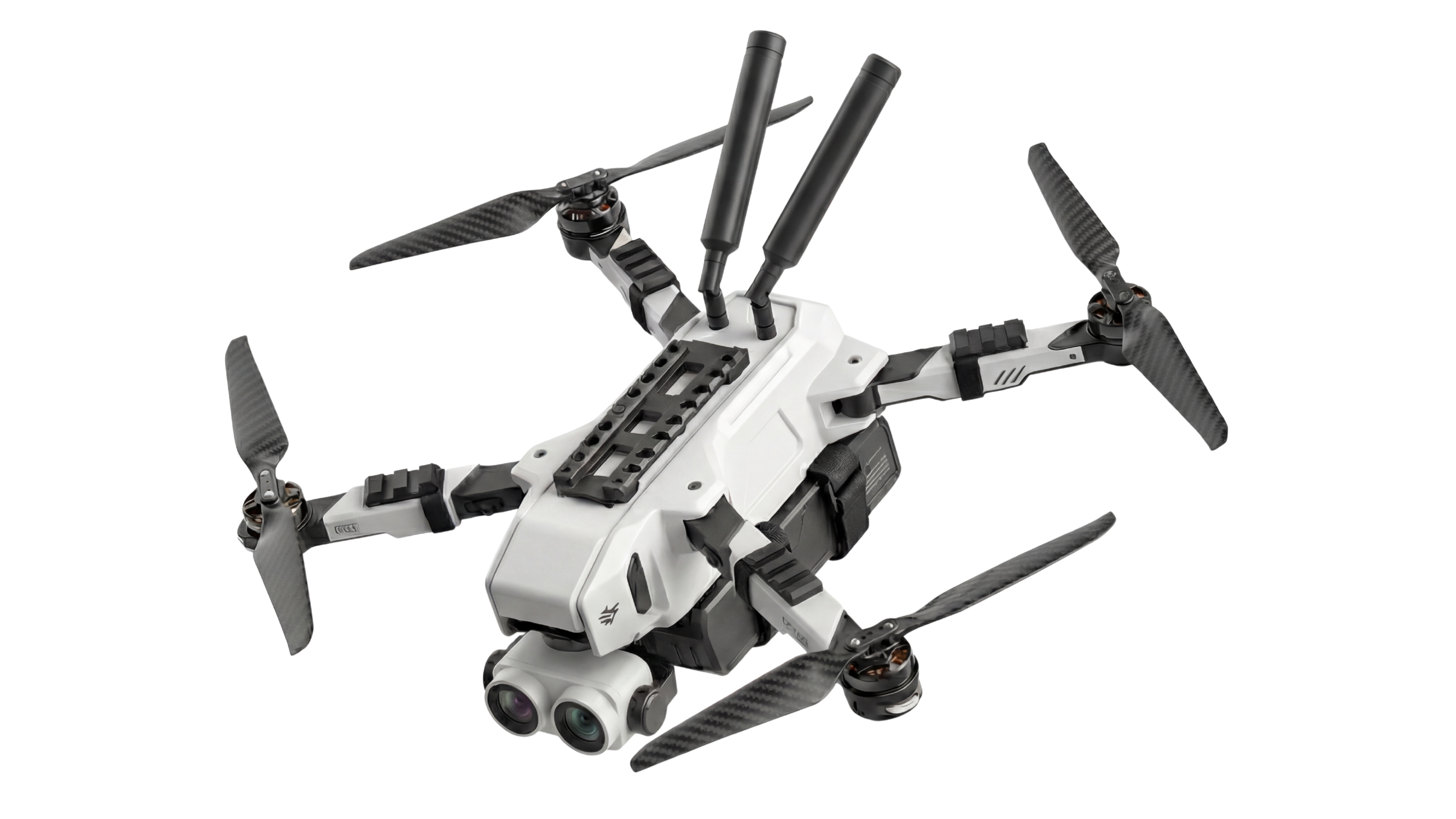 High-contrast orthographic views of the DIGIPEAK ghost-tracker drone.